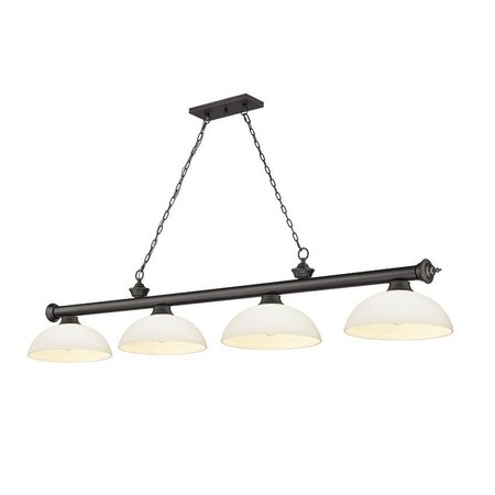 Z-LITE Cordon 4 Light Billiard, Bronze & Matte Opal 2306-4BRZ-DMO14